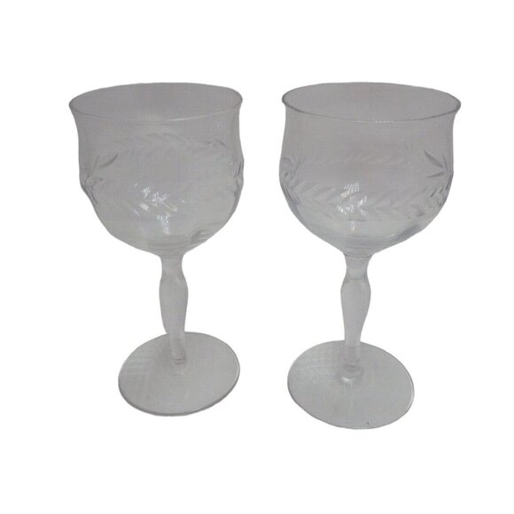Elegant Cut Sherry Glass Crystal Laurel Wreath Stemmed Vintage 3 ounce lot 2 - Picture 1 of 6